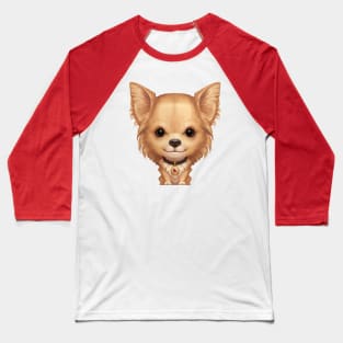 Fawn Longhaired Chihuahua Dog Baseball T-Shirt